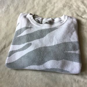 Barefoot Dreams Gray and White Crew Neck Sweater